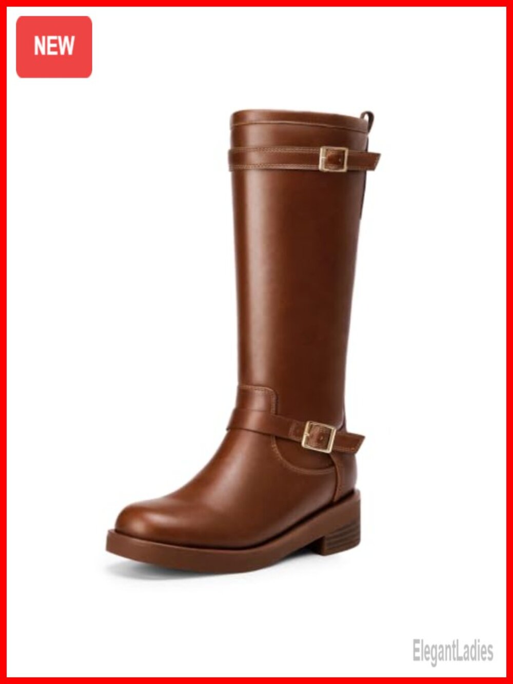 Women's Knee High Riding Boots Round Toe Chunky Heel Side Zip Plush Lined
